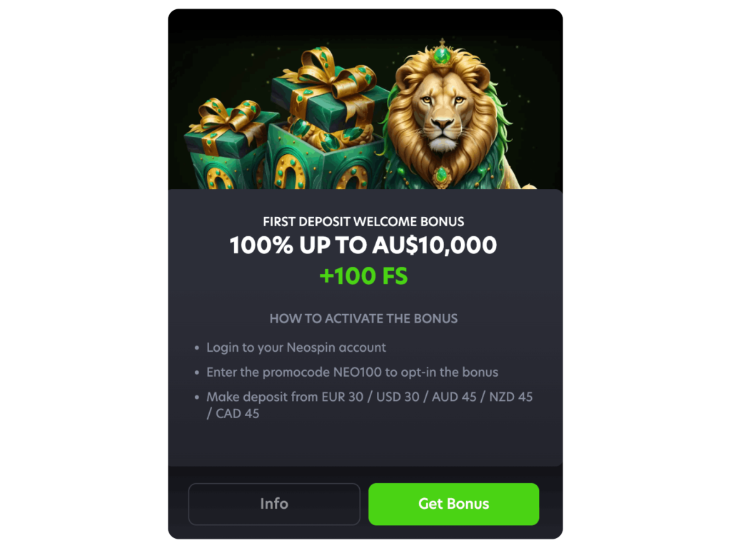 neospin no deposit bonus
