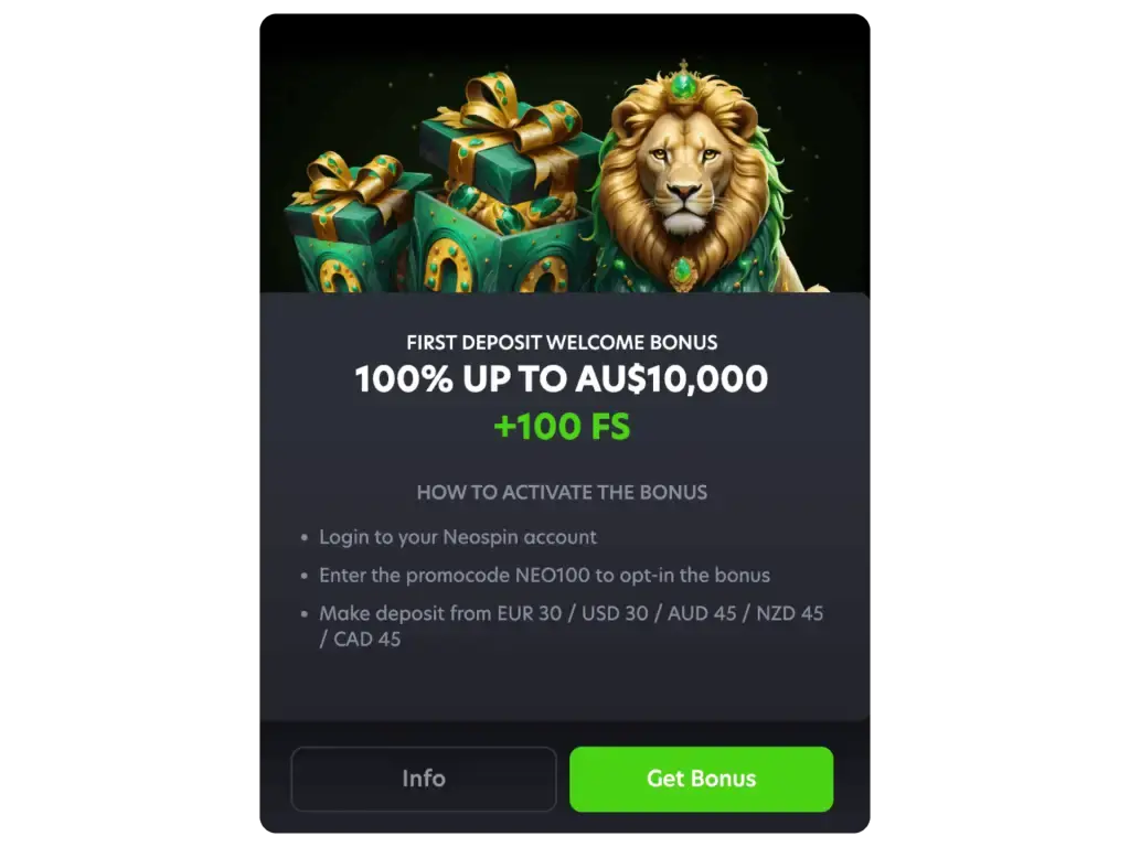 neospin no deposit bonus